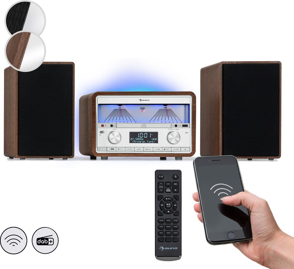 Auna DAB Radio CD-Player für Zuhause, FM/DAB/DAB+ Radio mit Bluetooth und AUX, 25W Abnehmbare Micro-Lautsprecher, LCD-Display, Fernbedienung, MP3,...