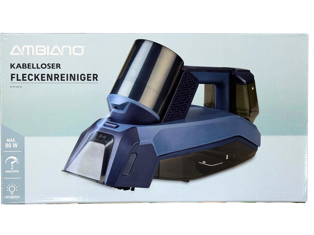 AMBIANO Akku Fleckenreiniger Tragbarer Nasssauger Polsterreiniger Teppichreiniger für Polster Auto Teppiche Sofa Leicht & Leistungsstark