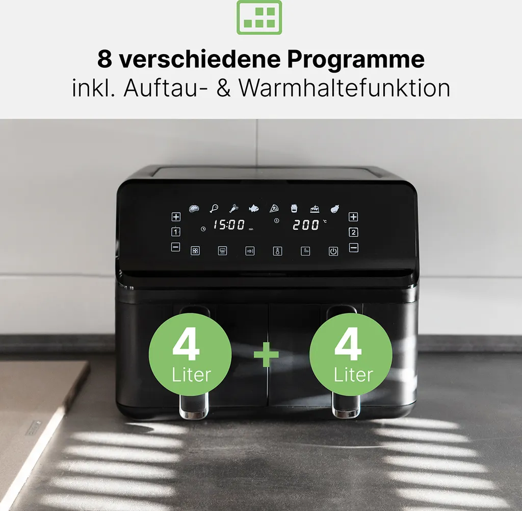 Friteuse à air 8L Clatronic : Cuisinez Sain et Rapide Double Bac