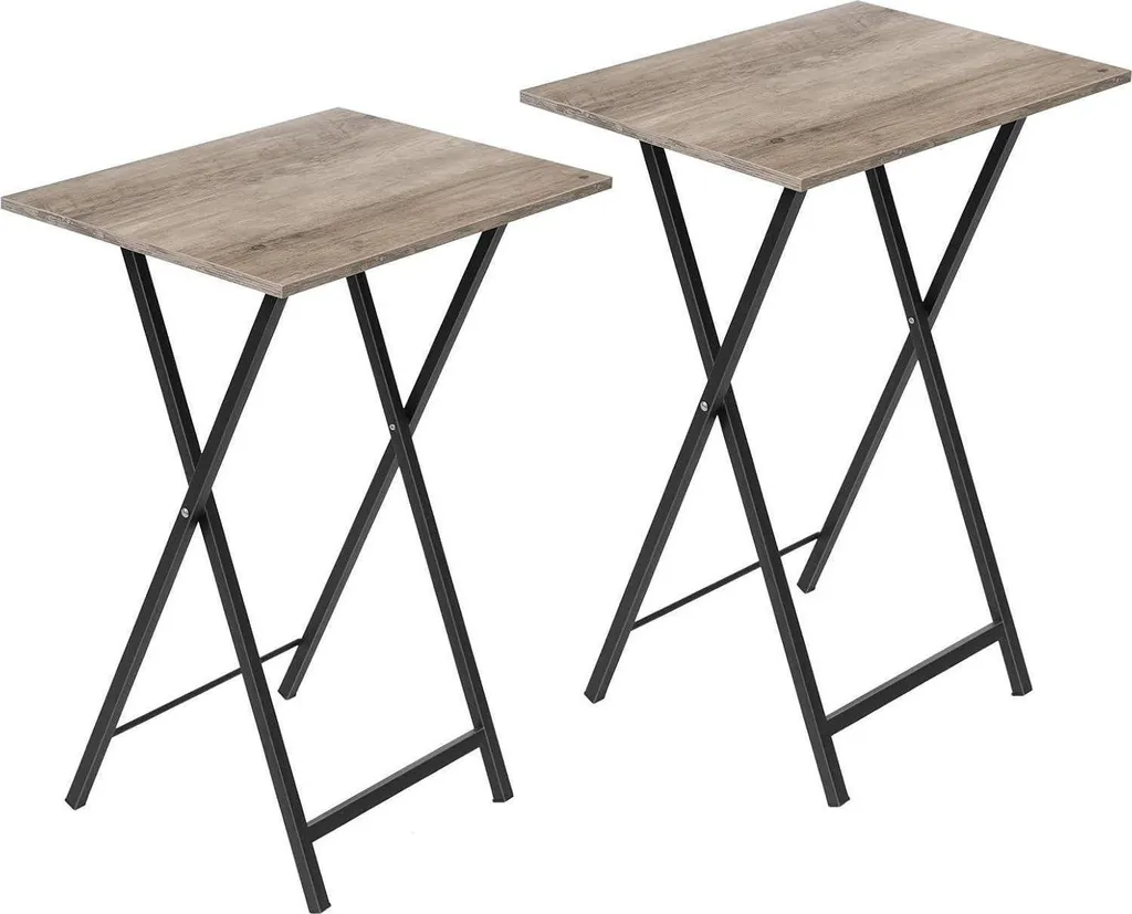 Table d'appoint pliante industrielle métal et bois gris anthracite