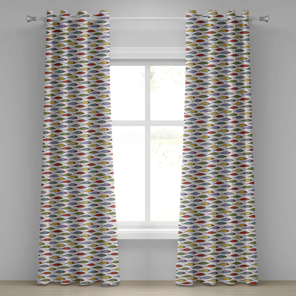 ABAKUHAUS Rideau à Œillets Sous-Marin Motifs Poissons 280 x 175 cm