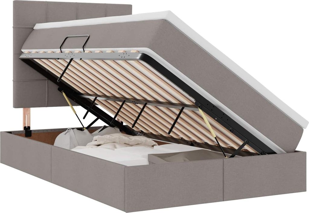 vidaXL Bett mit Stauraum und LED mit LED Taupe 120 x 200 cm Polyester