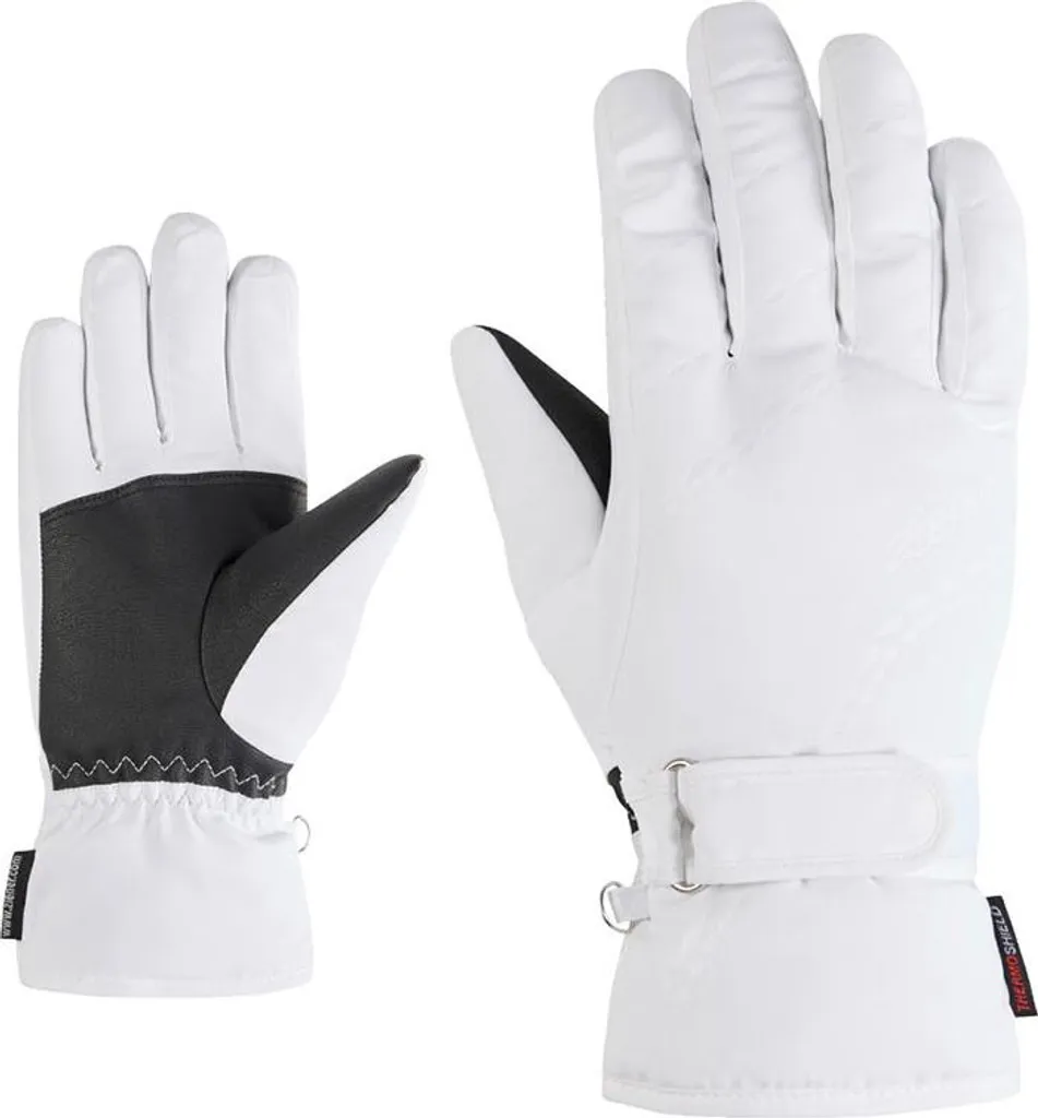 Gants Ziener Keva-z Pr Blanc 6.5 avec isolation thermique Gold et cuir souple