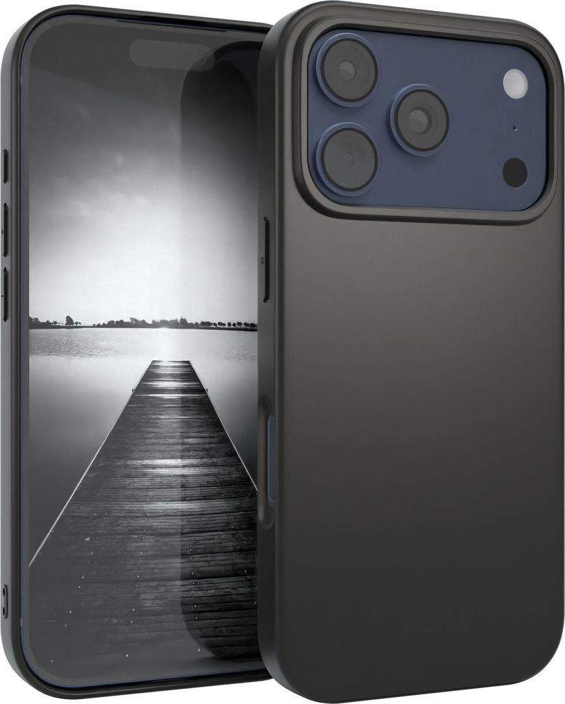 EAZY CASE Handyhülle Silikon für Apple iPhone 17 Pro Solid Black hoher Rand für Bildschirm & Kamera, Flexibles Silikon, extra dünn und leicht