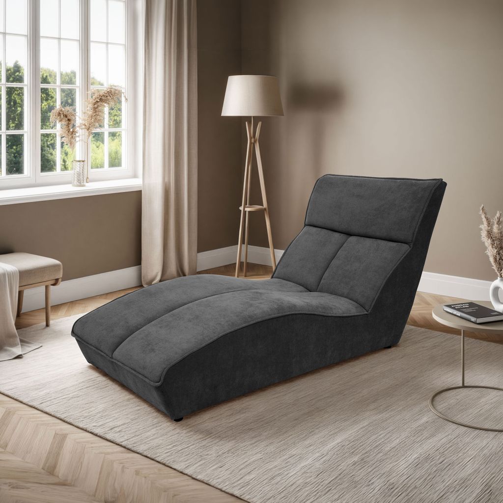 Chaiselongue SAN DIEGO im Velours, Farbe: Graphit