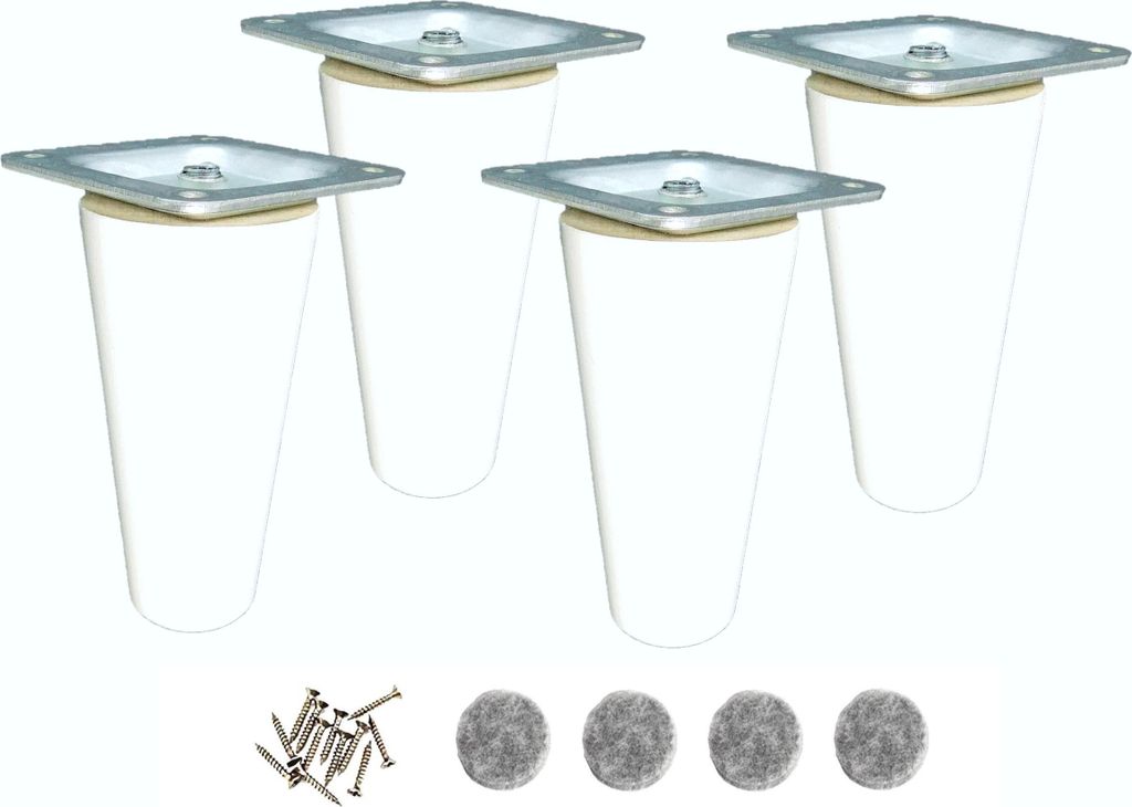 Buchholz Möbelbeine 9 cm – Weiße Lackierung, Montageplatte Produktbild 