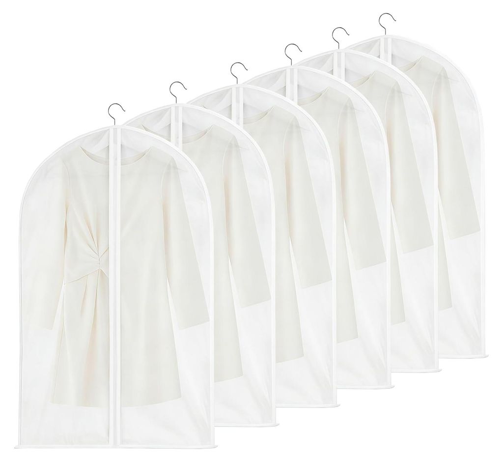 Kleidersäcke für Anzüge, 6 Stück, 60x100 cm, transparente Kleidersäcke mit Reißverschluss, staub-, feuchtigkeits- und schimmelresistent, für...