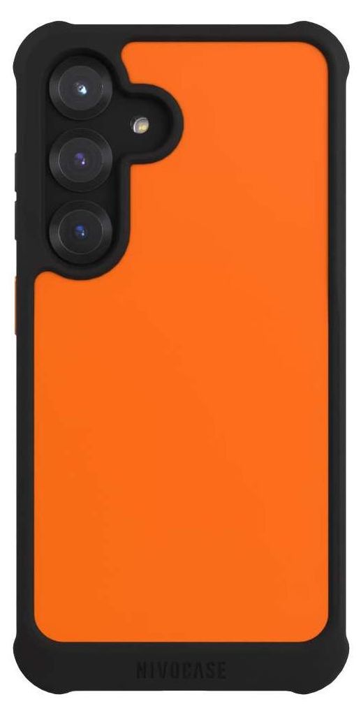 NIVOCASE Hülle für Samsung Galaxy S25 Stoßfeste Handyhülle NIVOmax Case Schwarz Farbe einfarbig orange