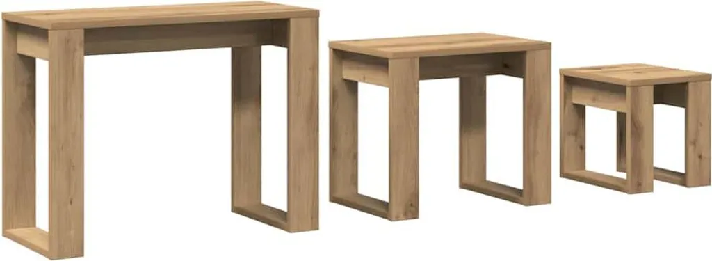 Set 3 Tavolini da Salotto vidaXL Rovere - Arredo Moderno Salvaspazio