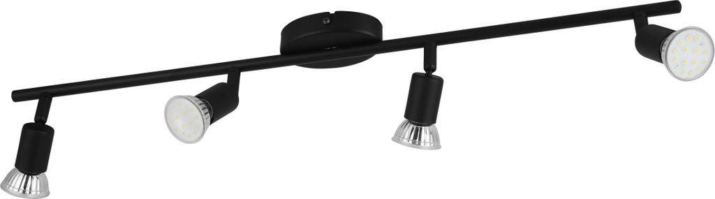 EGLO LED Deckenlampe Buzz-LED, Spotbalken 4-flammig, Deckenstrahler aus Metall in Schwarz. Spot Deckenleuchte inkl. GU10 Leuchtmittel, warmweiß