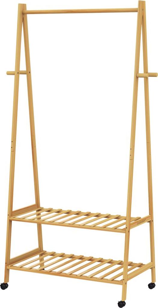 CASARIA® Portant à vêtements en bambou avec roulettes Image du produit 