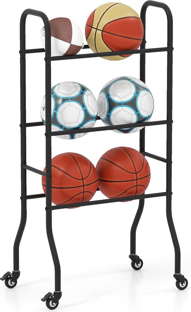 COSTWAY 3-stufiges Ballständer, Ball Organizer mit Rollen & Produktbild 