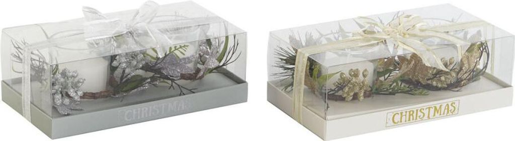 Kerzen-Set DKD Home Decor Gold Silberfarben Weihnachten 10 x 10 x 7 cm (2 Stück)
