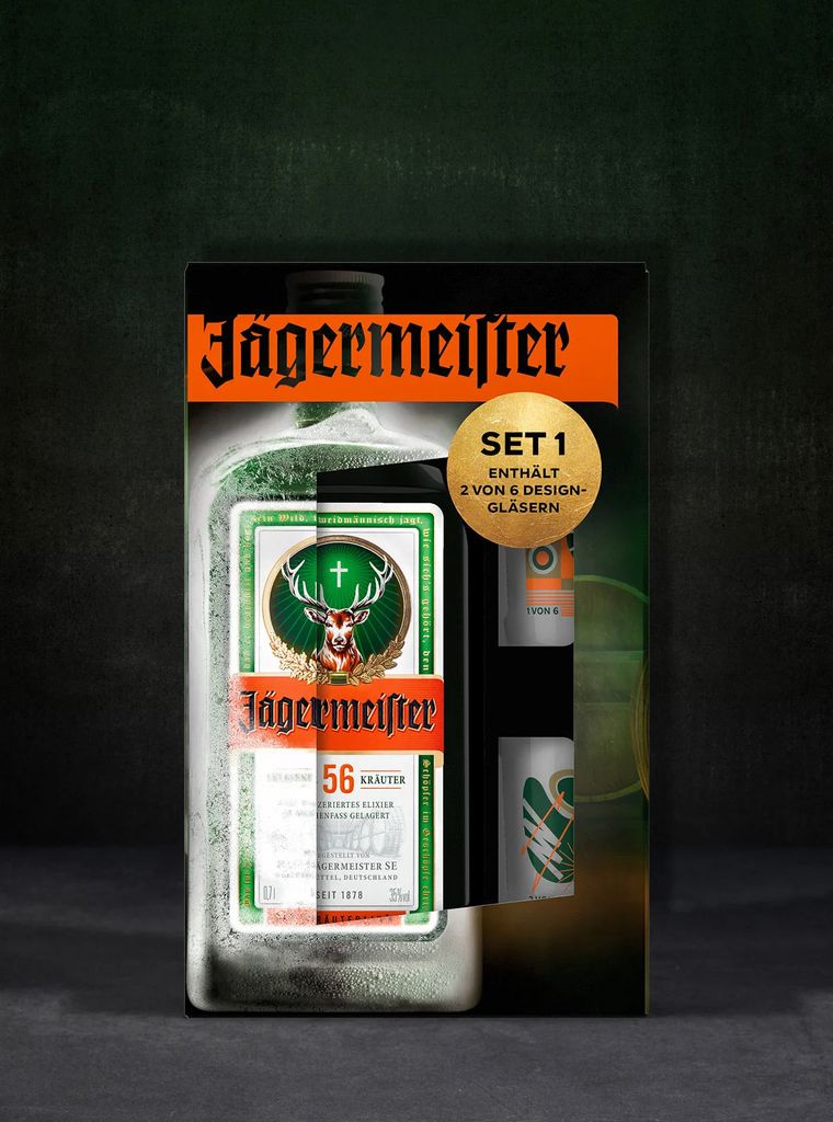 JÄGERMEISTER DESIGNGLAS "SET 1" 0,7L alc. 35% vol. Produktbild 