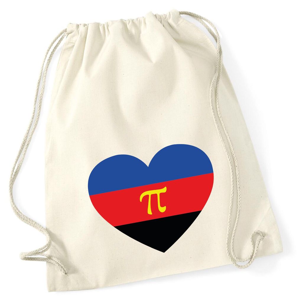 Huuraa Turnbeutel Pi-Polyamorie Pride Flagge LGBTQ Herz 12 Liter Natural Baumwolle Rucksack Geschenkidee