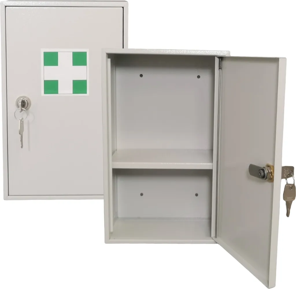 Armoire à pharmacie verrouillable en acier blanc avec deux clefs