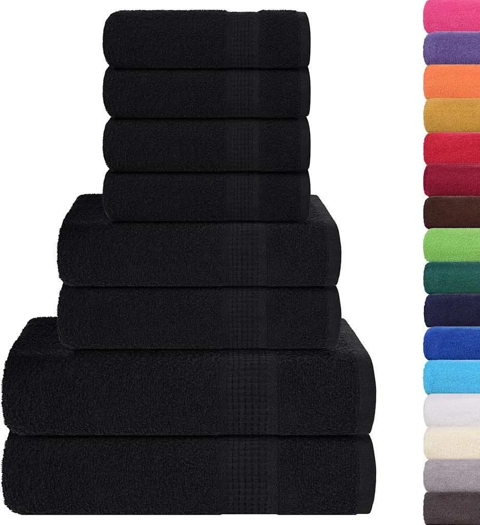 Asciugamani Nero vidaXL FROGN Set 8 pezzi | Arredo Bagno Minimalista
