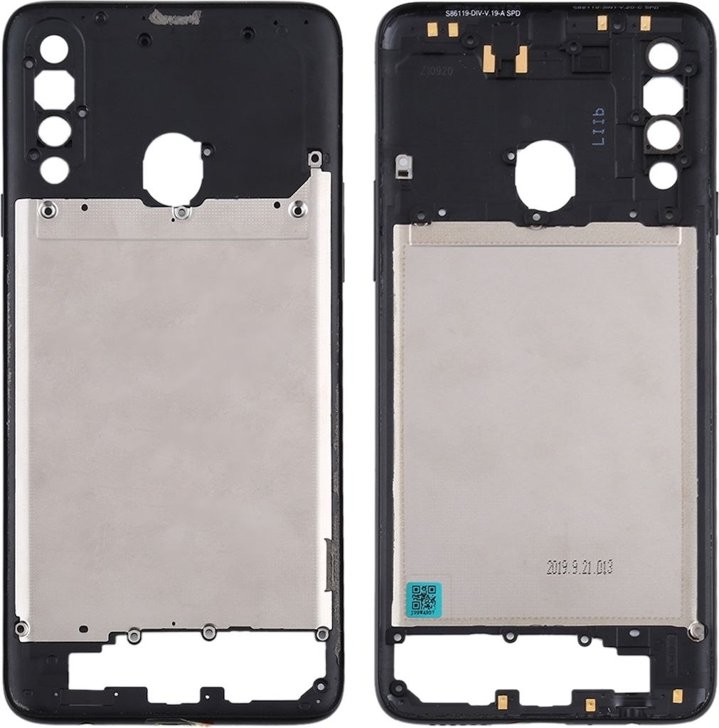 Cadre central pour Samsung Galaxy A20s, noir - Pièce de Image du produit 