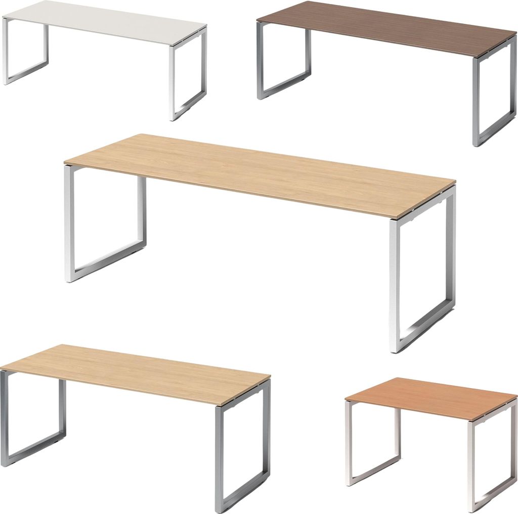 Bisley Cito Schreibtisch O-Gestell fixiert - Nachbildung Ahorn, Gestell: Silber, Größe: 120 x 80 cm