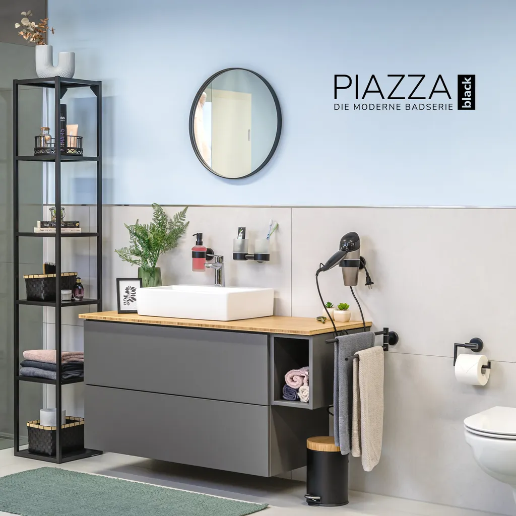 Porta Asciugacapelli Bremermann Piazza - Acciaio Inox Opaco, Con