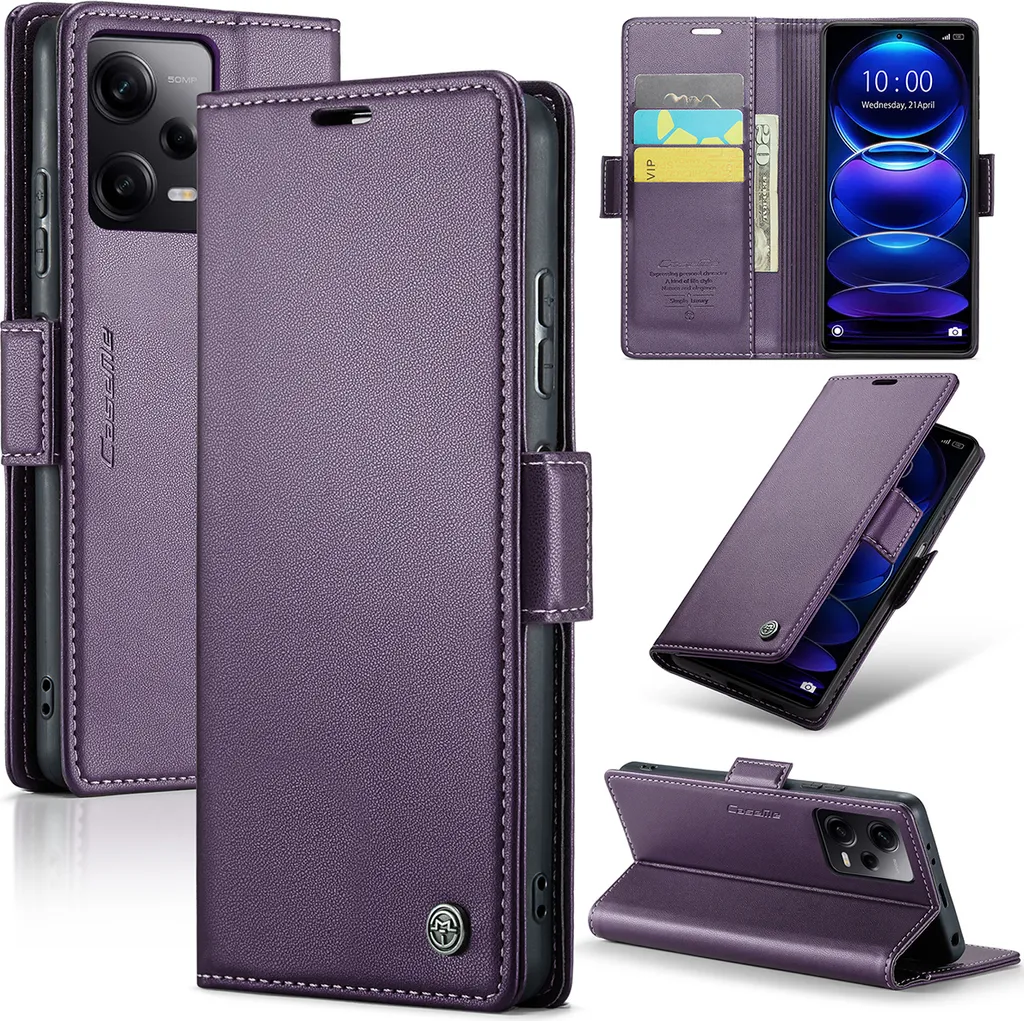 Custodia Protettiva Viola Poco X5 Pro: Supporto e Porta Carte Pelle