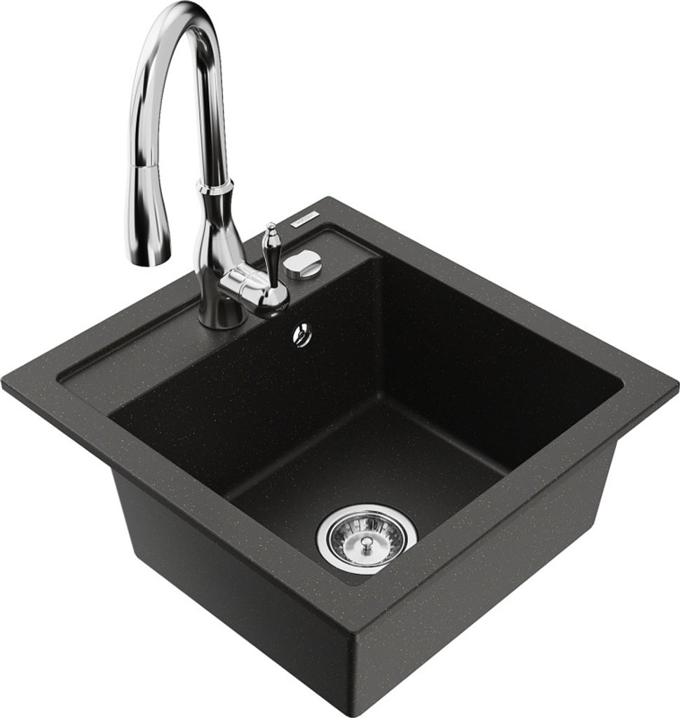 Mexen Vito 1-Becken-Granit-Spüle mit Mischbatterie Savita, Produktbild 