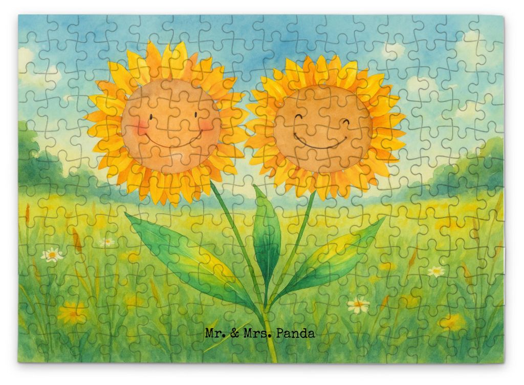 Mr. & Mrs. Panda Puzzle Blume Sonnenblume Design 192 Teile - Weiß - Geschenk, 1000, Lieblingsmensch, Beste Freundin, Best Friends, Garten, 500, Pu...