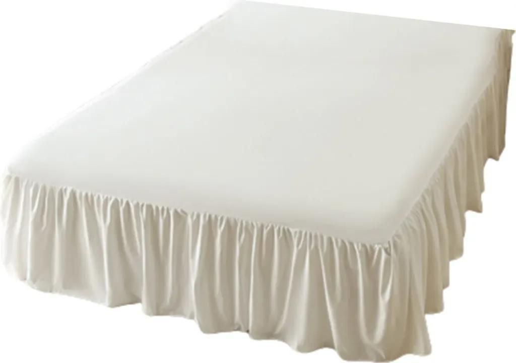 Betthussehochwertige Baumwolle Bettrock, Höhe 43 cm - Beige, 180 x 200 cm