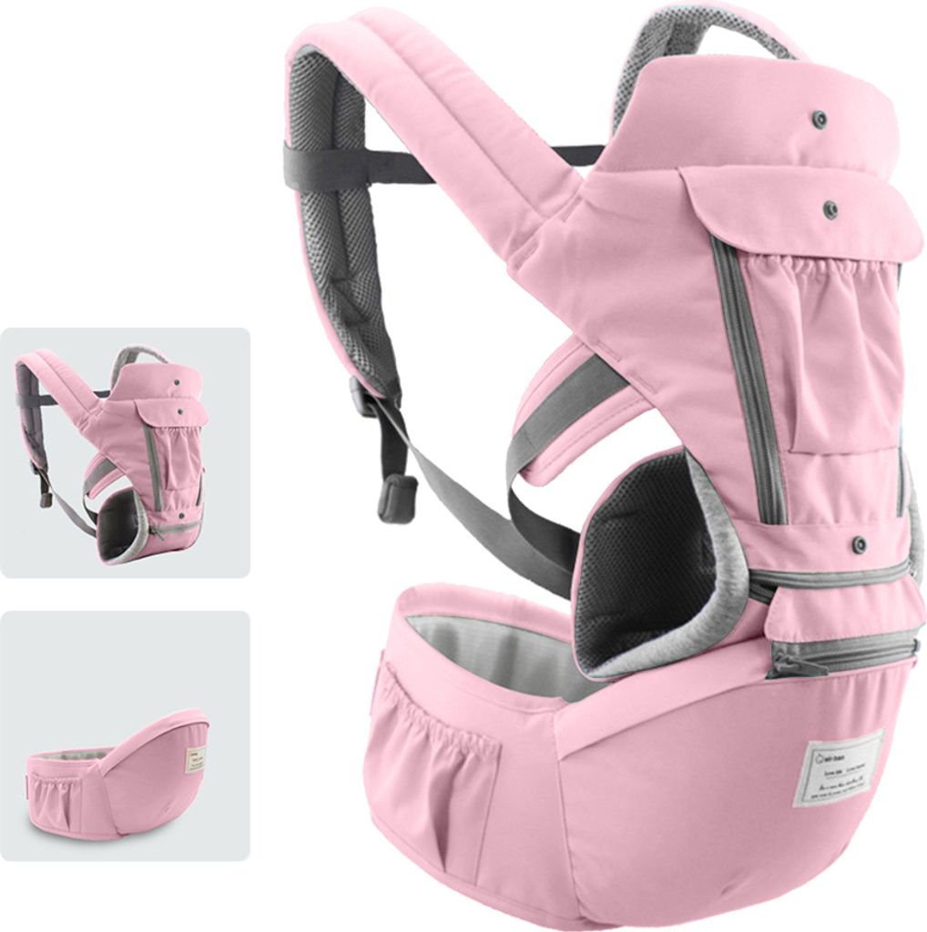 Babytrage mit Hueftsitz Atmungsaktives und abnehmbares Design Verstellbarer Gurt Seitentaschen Multifunktionale ergonomische Baby-Sicherheitstraege...