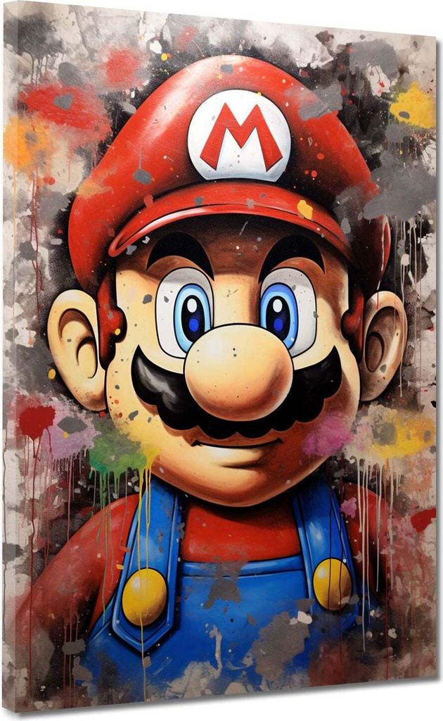 Pop Art Mario abstrakt Leinwandbild Wandbild Kunst Deko XL: 120x160x4cm