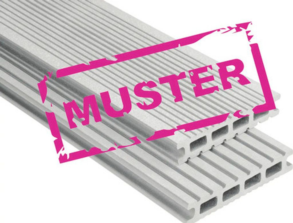 Handmuster zu Konsta WPC Terrassendiele Futura Hohlkammerprofil hellgrau gebürstet 145 x 26 mm(Meterware ab 1,00 m bis m