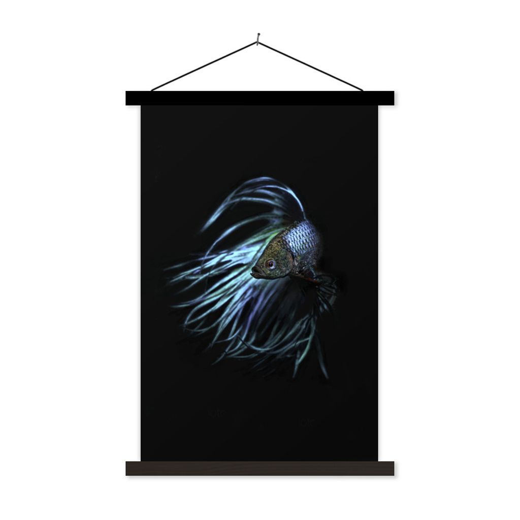 MuchoWow Textilposter Fisch - Schwanz - Schwarz 120x180 cm mit schwarzem Rahmen - Fotos