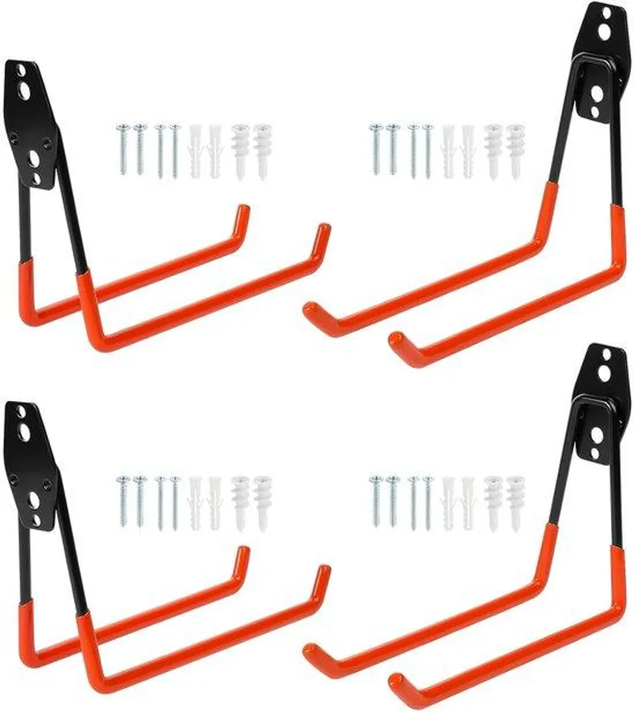 Jeu de 4 crochets muraux robustes pour outils de jardin et garage