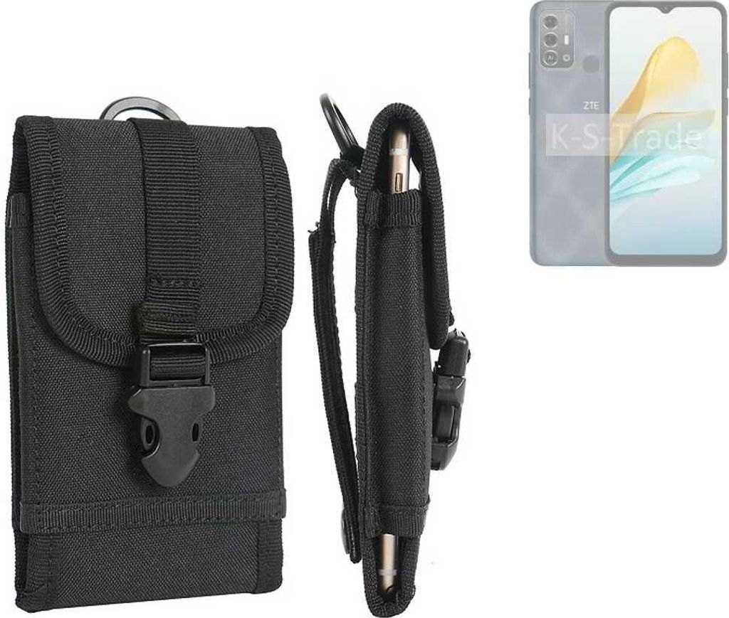 K-S-Trade Holster Handy Hülle kompatibel mit ZTE Blade A53 Pro Holster Handytasche Gürtel Tasche Schutz Hülle Robust Outdoor schwarz