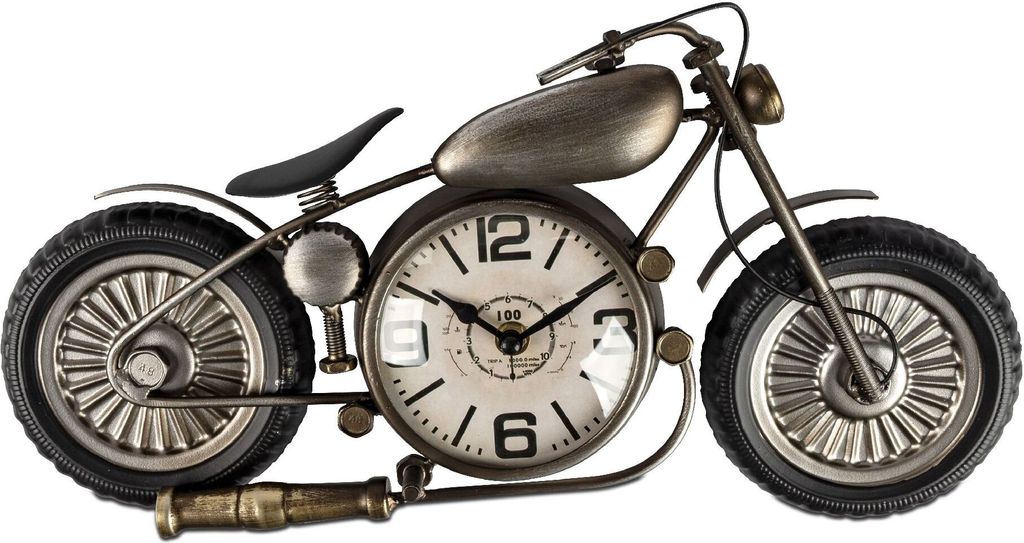 Wanduhr Motorrad Antikoptik 41x20cm silber aus Metall Produktbild 