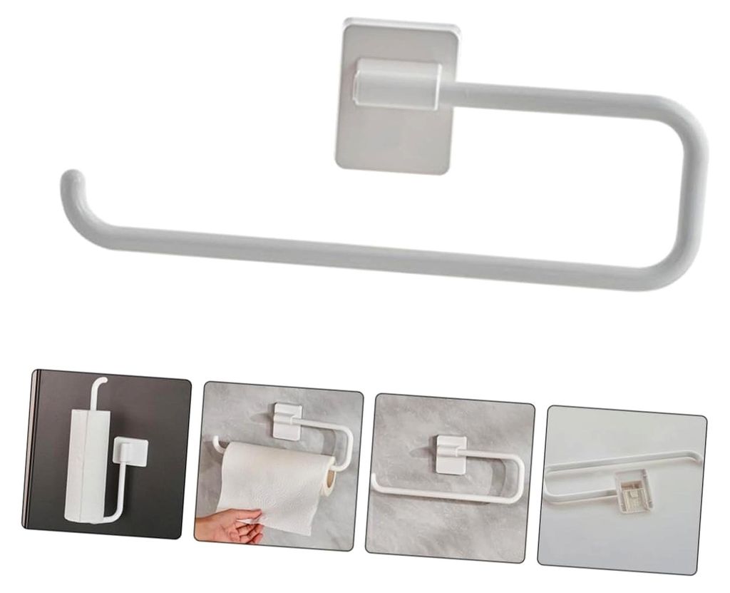 Wandmontierter Handtuchhalter ohne Bohren – Toilettenpapierhalter und Wand-Organizer für Badezimmer und Küche aus robustem Kunststoff