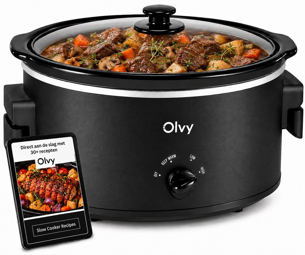 Olvy Slow Cooker 6L – Slowcooker met keramische binnenpan – Productafbeelding 
