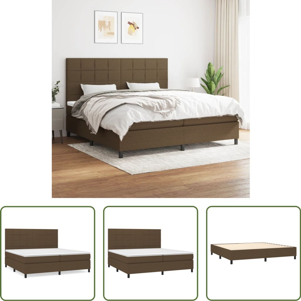 The Living Store Boxspringbett mit Matratze Dunkelbraun 200x200 cm Stoff