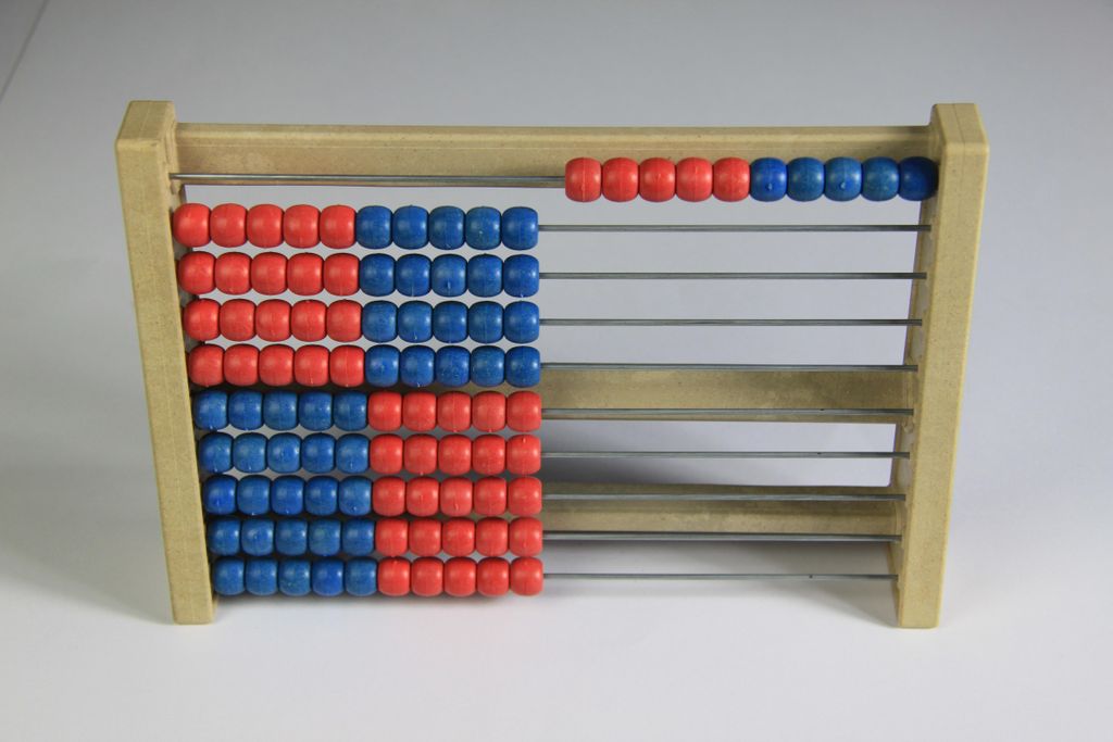 100`er Rechenrahmen rot-blau, Abakus, student`s abacus, System