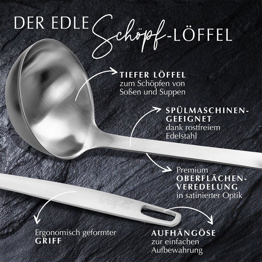 Stanley Rogers Schöpflöffel 32 cm, Schöpfkelle mit formschönen Design aus hochwertigem Edelstahl, Schöpfer mit Premium Oberflächenveredlung i...