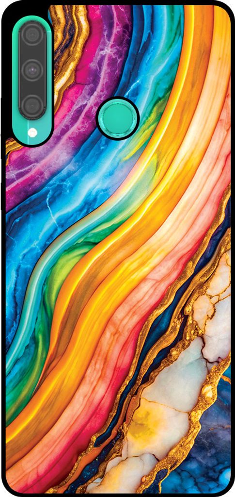 Smartphonica Telefon Fall geeignet für Huawei P40 Lite E mit Regenbogen Gold Marmor Print - TPU Backcover Fall Regenbogen Gold Marmor Design