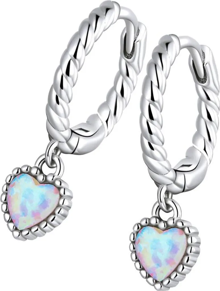 Orecchini Cerchio Argento 925 con Cuore Zirconi - Gioielli Donna Eleganti