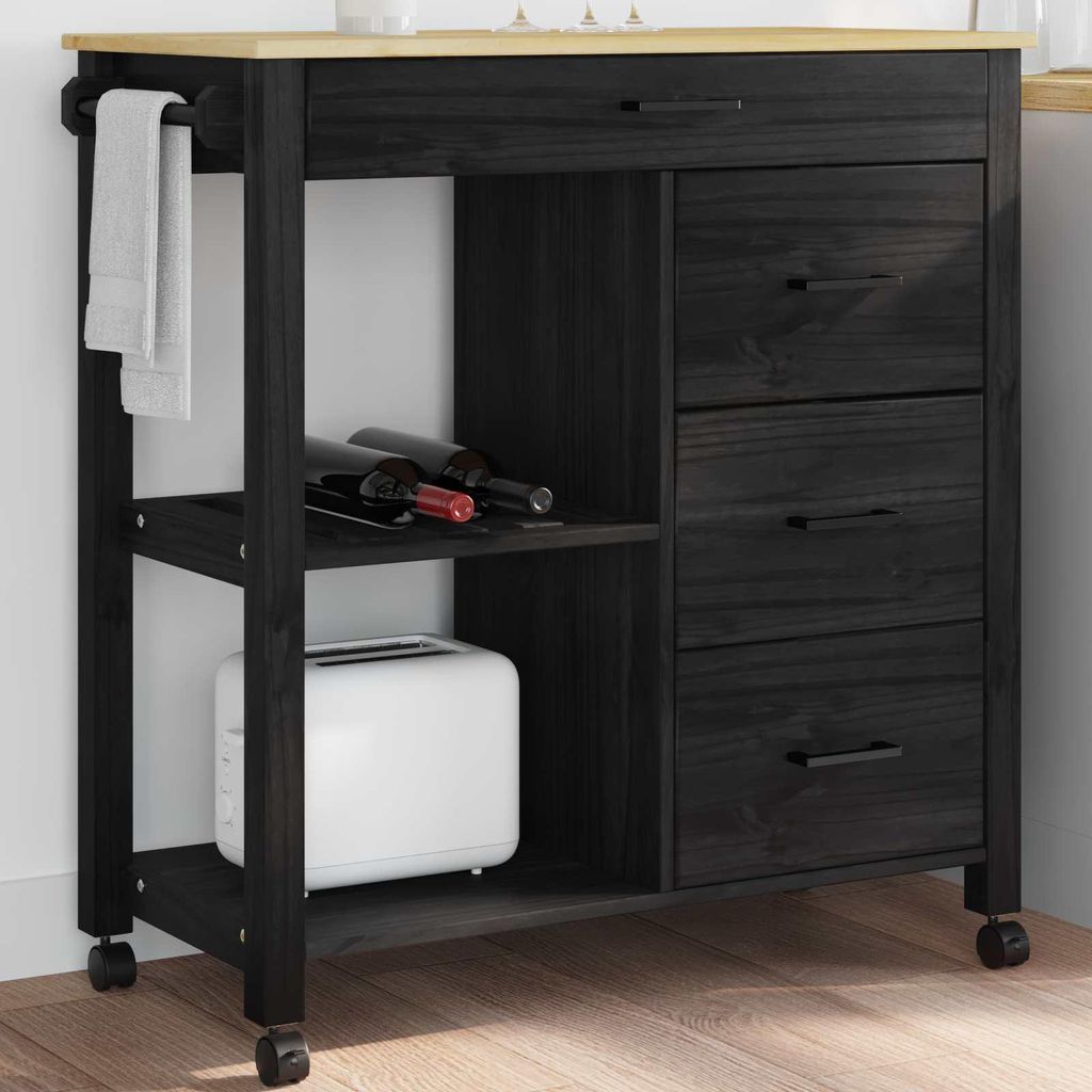 Stabli Küchentrolley Uni Schwarz 84 x 40 x 88,5cm - DE246041 - Gartensofas