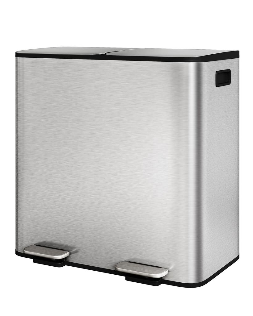 80L Mülltrennsystem aus Edelstahl, 2 x 40L Treteimer mit Produktbild 