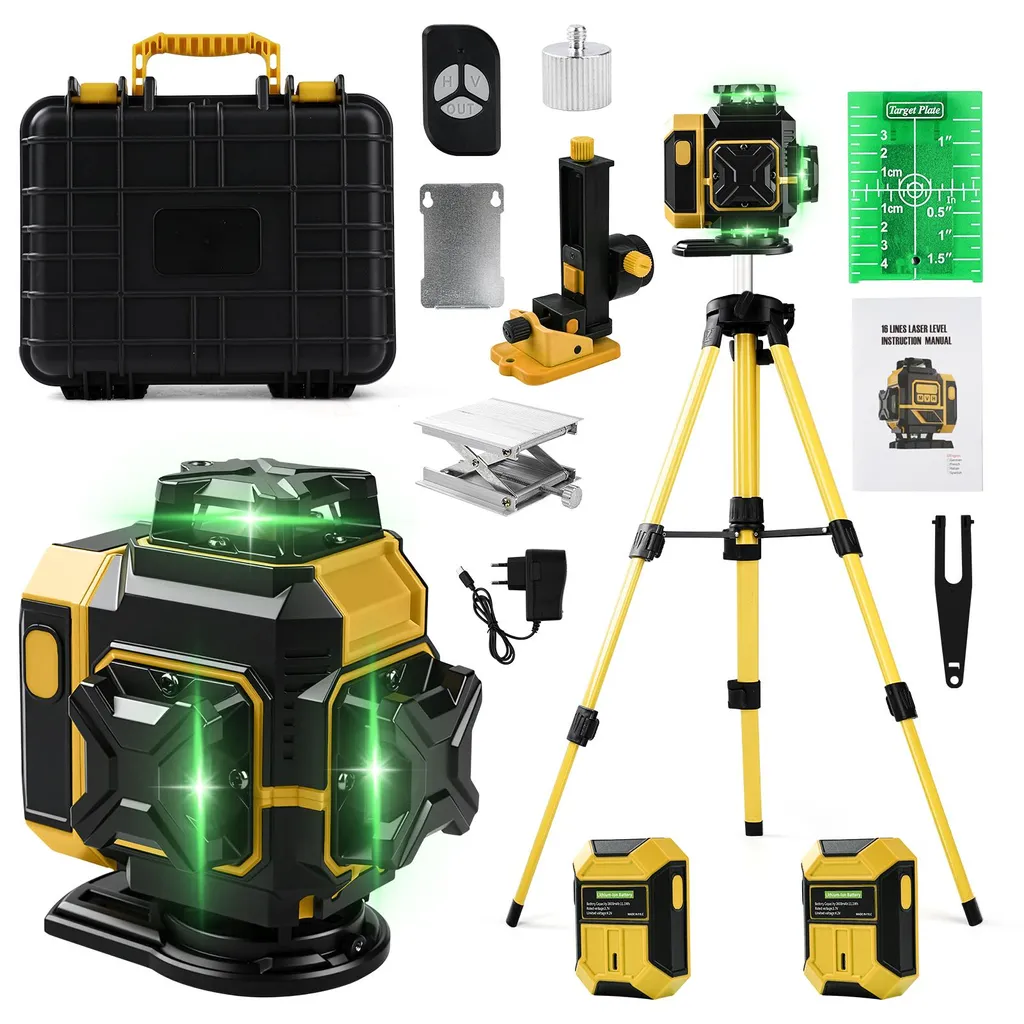 Niveau laser rotatif 360 avec double batterie 3600mAh et charge Type-C