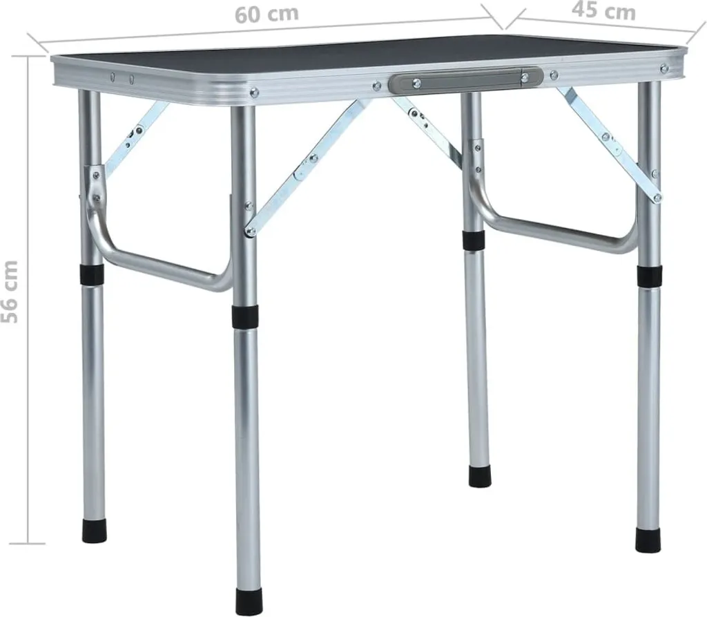 Table de camping pliable aluminium 60x45 cm gris structure compacte