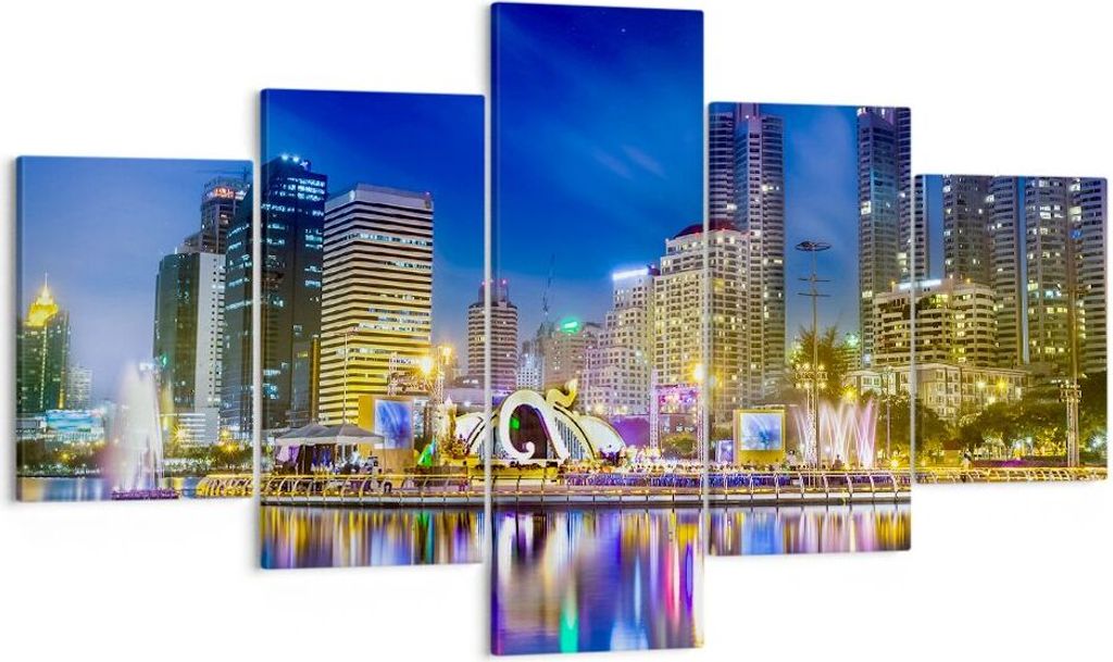 Bild auf Leinwand - Leinwandbild - Asien bangkok gebäude stadt - 125x70cm - Wand Bild - Wanddeko - Leinwanddruck - Bilder - Kunstdruck - Wanddekor...