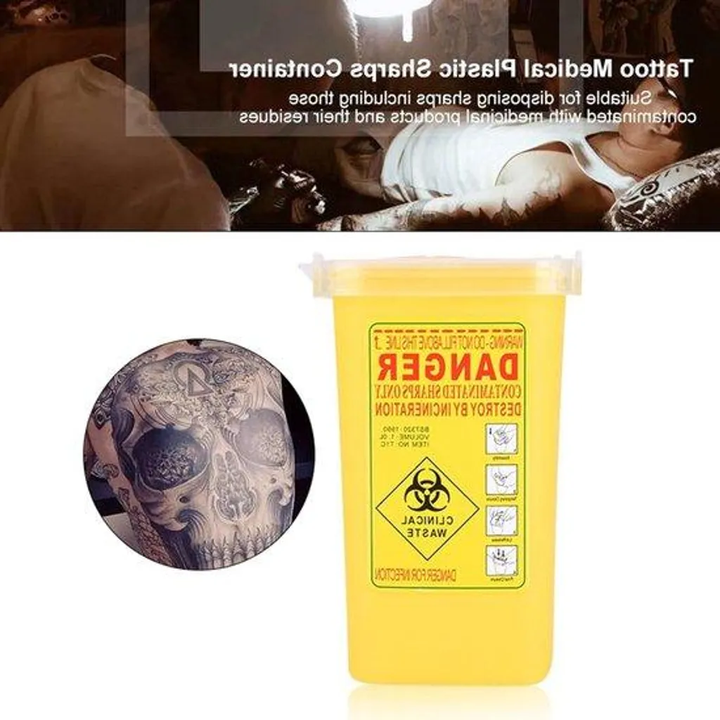 Boîte à aiguilles usagées 1L, poubelle DASRI jaune de sécurité