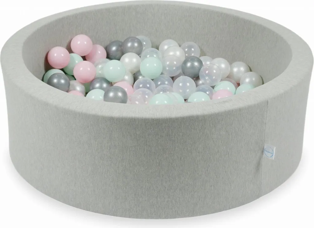 Piscine à balles pour chambre enfant gris clair 90x30 avec 200 balles mix