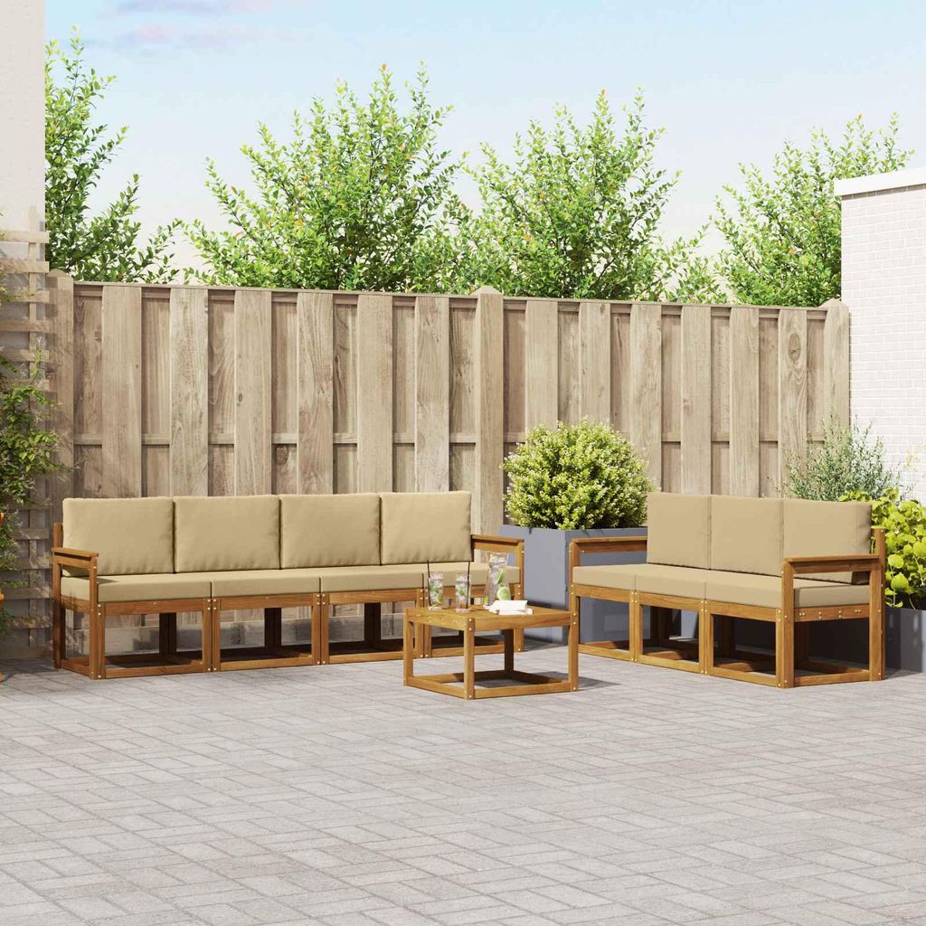 "Neues Produkt" Outdoor-Sofagarnitur ANTI-UV - CLORIS - mit Kissen - 8 pcs - Natur und Beige - Modern Gartensofas V103